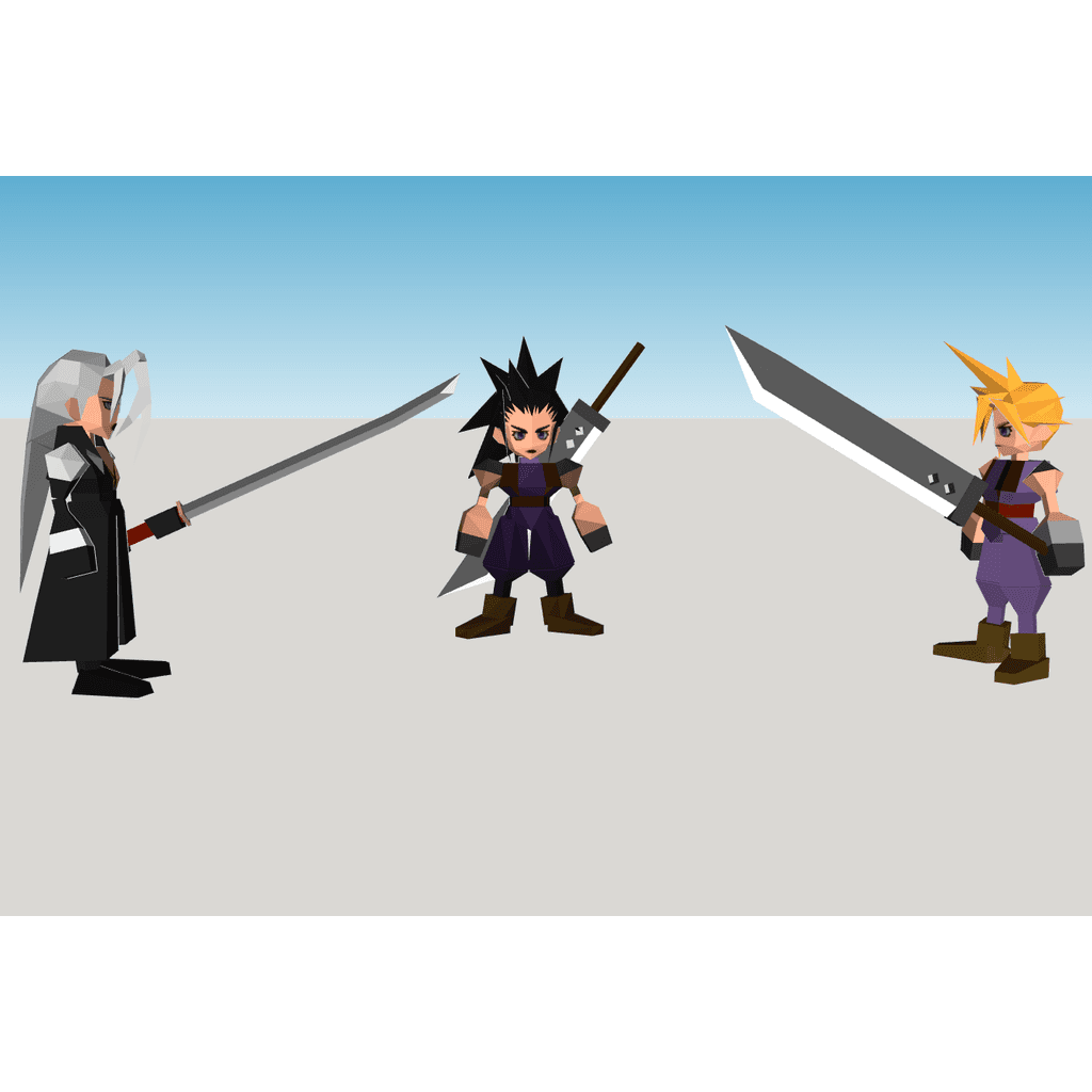 Фигурки Final Fantasy VII (low-poly, весь состав) — фото 2