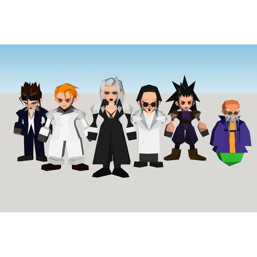 Фигурки Final Fantasy VII (low-poly, весь состав) — фото 1